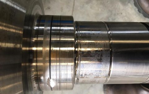 Bearing journal restored by brush plating