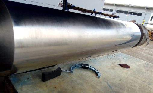 Same hydraulic rod restored to a smooth finish after brush plating