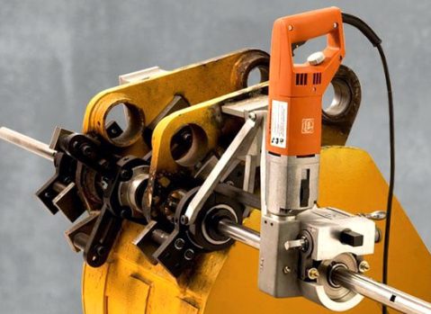 In-situ line boring being performed on heavy equipment